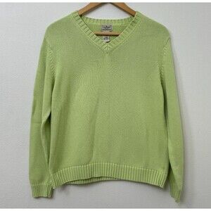 L.L. Bean Womens Sweater Green Small Regular Cotton Casual Pullover Long Sleeve